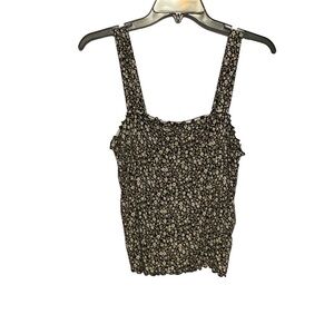American Eagle Black Floral Tank Top Size Medium, Soft Stretchy Fabric